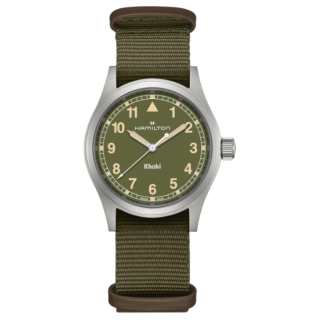 HAMILTON Khaki Field Series Quartz Movement 50m Waterproof Unisex Watch 38mm Green Dial Stainless Steel Case