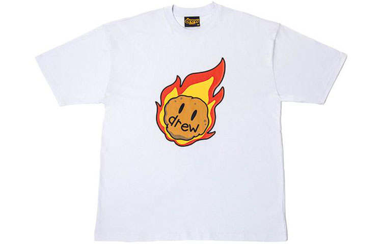 Drew house Smiley Collection T Shirts Unisex Light Blue Crew Neck Moderate Straight Fit