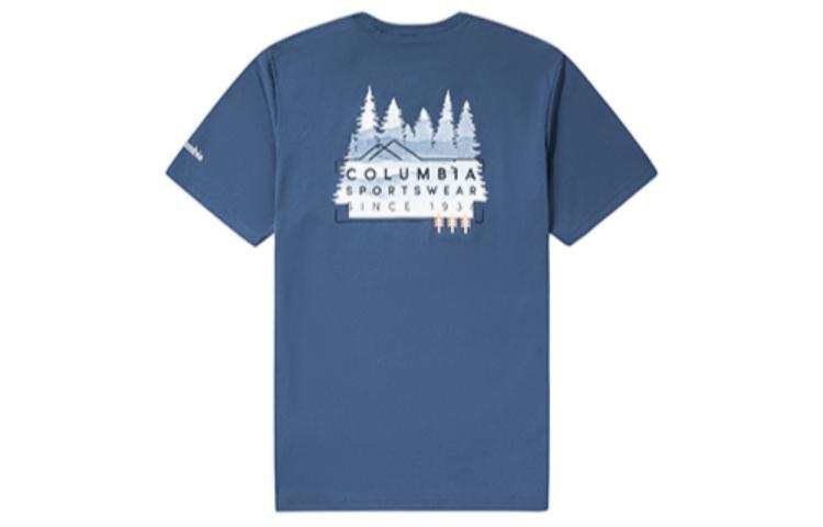 Columbia T Shirts Men's Navy Blue Crew Neck Moderate Straight Fit