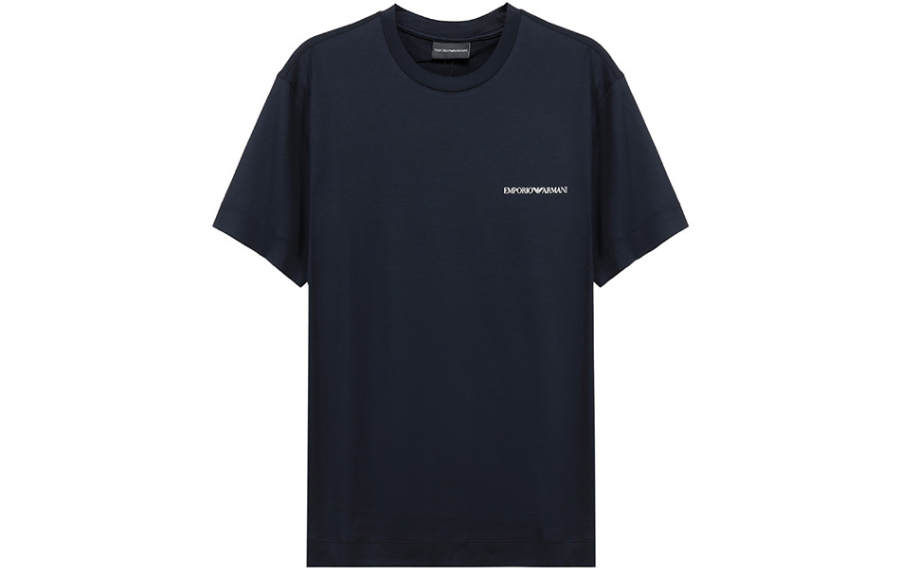 EMPORIO ARMANI T Shirts Men's Dark Marine Blue Crew Neck Moderate Straight Fit
