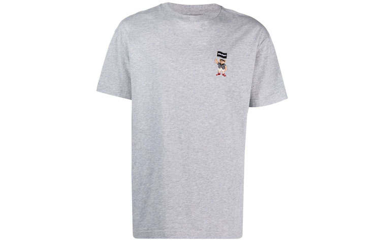 PALM ANGELS T Shirts Men's Gray Crew Neck Moderate Straight Fit
