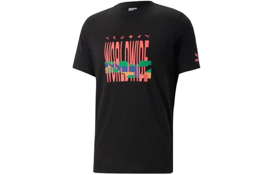PUMA T Shirts Unisex Black Crew Neck Moderate Other