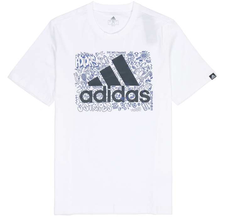 Adidas Adidas T Shirts Men's White Crew Neck Moderate Straight Fit