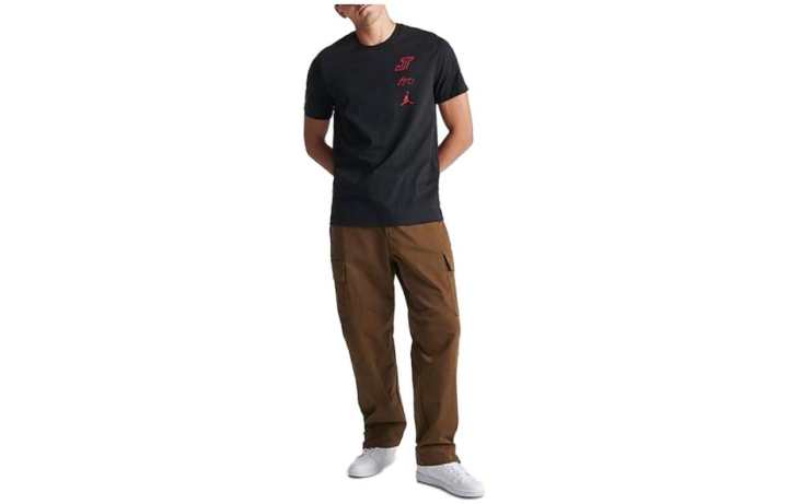 Jordan Jordan T Shirts Men's Black Crew Neck Moderate Straight Fit