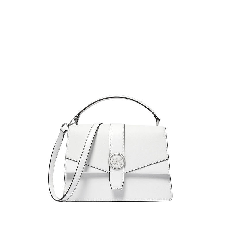 MICHAEL KORS Greenwich Artificial Leather Briefcase, Shoulder Bag, Crossbody Bag, Handbag Medium Women's White