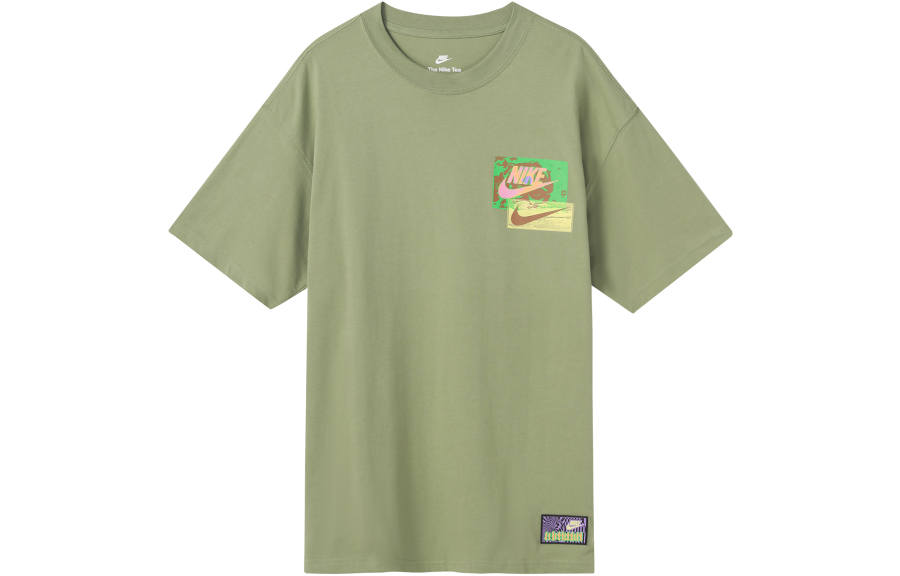 Nike Nike T Shirts Men's Green Crew Neck Moderate Straight Fit