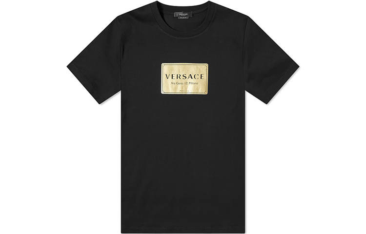 VERSACE T Shirts Men's Black Crew Neck Moderate Straight Fit