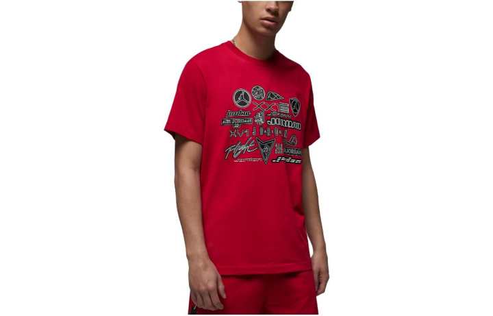 Jordan Jordan T Shirts Men's Red Crew Neck Moderate Straight Fit