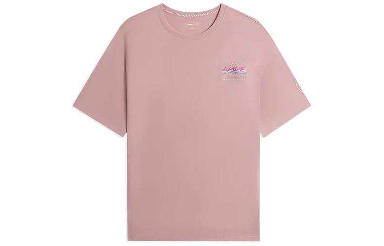 Li-Ning Li Ning T Shirts Men's Rose Red Crew Neck Moderate Straight Fit