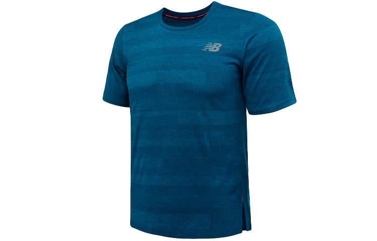 New Balance New Balance T Shirts Men's Blue Crew Neck Moderate Straight Fit