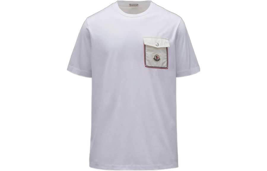 Moncler SS22 T Shirts Men's White Crew Neck Moderate Straight Fit