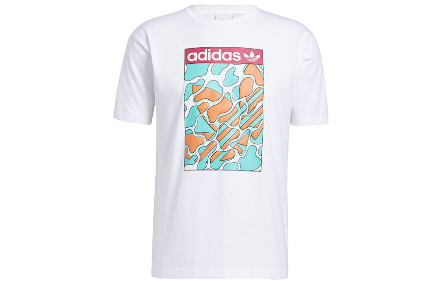 Adidas Originals Tongue T Shirts Men's White Crew Neck Moderate Straight Fit