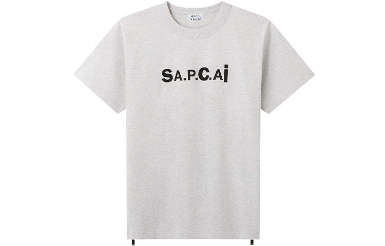 Sacai X A.P.C T Shirts Unisex Crew Neck Moderate Straight Fit
