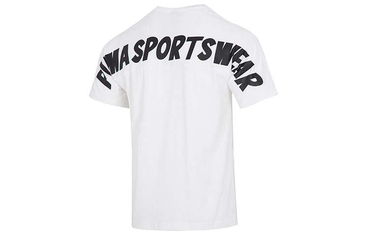 PUMA T Shirts Men's White Crew Neck Moderate Straight Fit