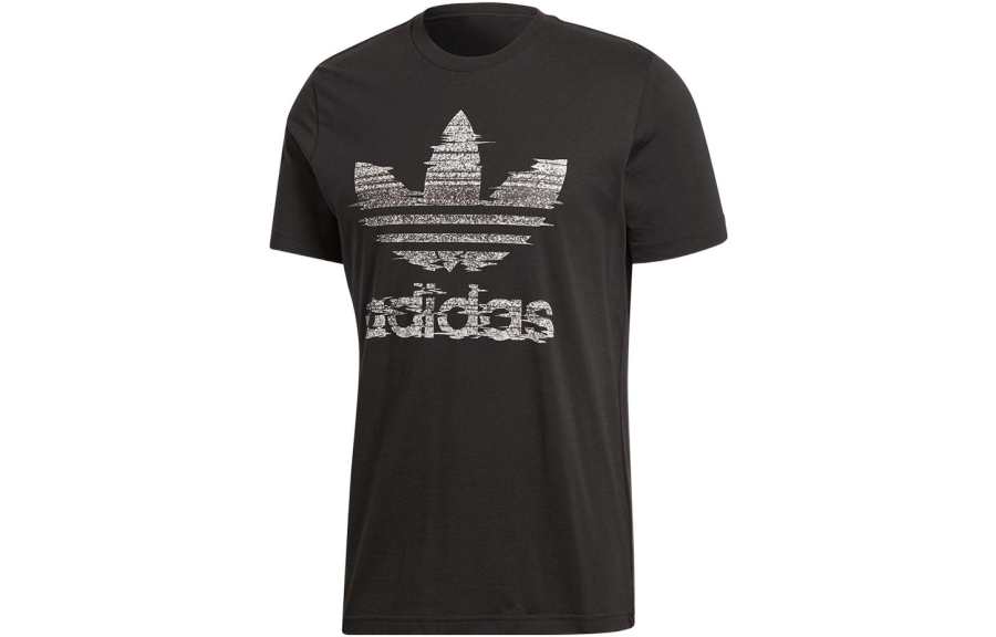 Adidas Originals TRACTION TREFOIL T Shirts Men's Black Crew Neck Moderate Straight Fit