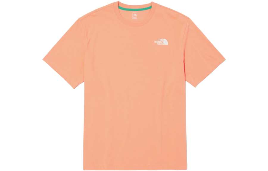 THE NORTH FACE T Shirts Unisex Peach Pink Crew Neck Moderate Straight Fit