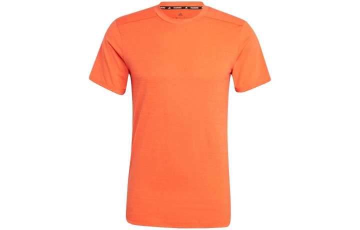 Adidas Adidas D4T T Shirts Men's Orange Crew Neck Moderate Straight Fit