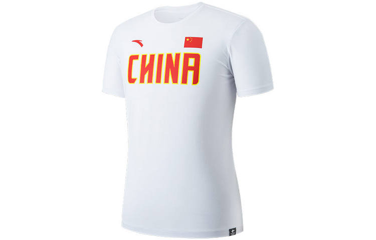 ANTA T Shirts Men's White Crew Neck Moderate Straight Fit