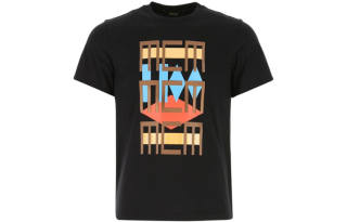 MCM T Shirts Men's Black Crew Neck Moderate Straight Fit