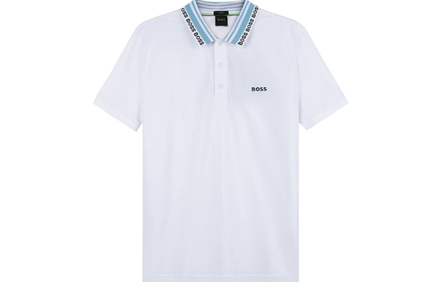 HUGO BOSS T Shirts Men's White Polo Collar Moderate Straight Fit