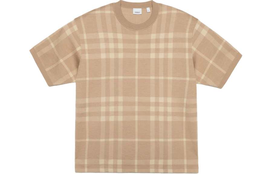 Burberry SS23 Men's Check Print Pullover Short-Sleeve T-Shirt Beige