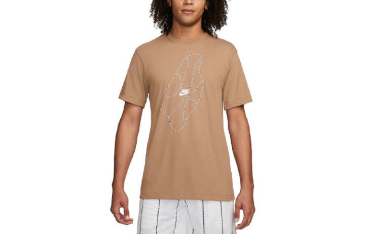 Nike Nike T Shirts Men's Khaki Crew Neck Moderate Straight Fit