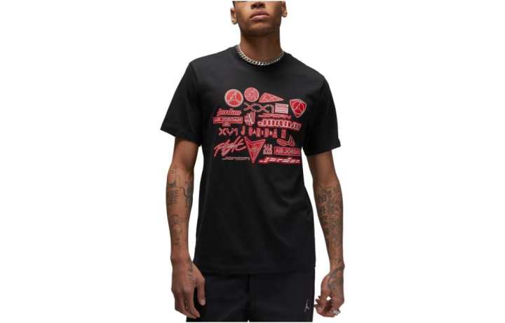 Jordan Jordan T Shirts Men's Black Crew Neck Moderate Straight Fit