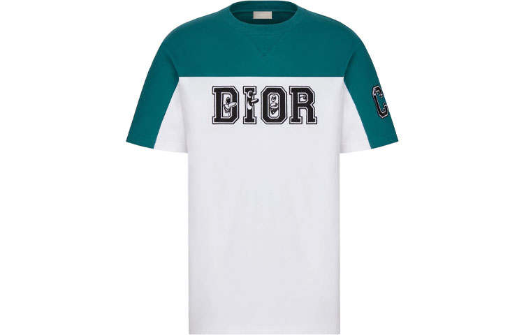 DIOR Quarterly New Products T Shirts Men's Navy Blue Crew Neck Moderate Straight Fit