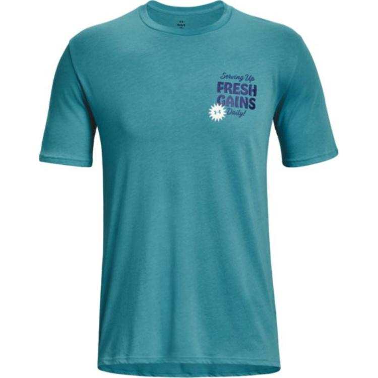 Under Armour T Shirts Men's Blue Crew Neck Moderate Straight Fit