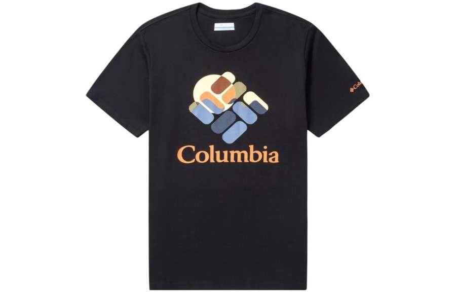Columbia T Shirts Men's Black Crew Neck Moderate Straight Fit