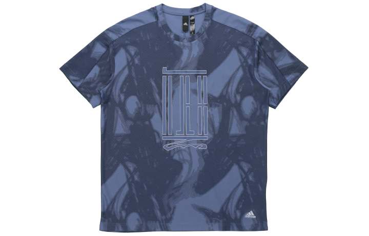Adidas Adidas T Shirts Men's Blue Crew Neck Moderate Straight Fit