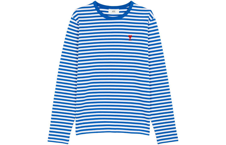 AMIPARIS T Shirts Men's Blue White Multicolor Crew Neck Moderate Straight Fit
