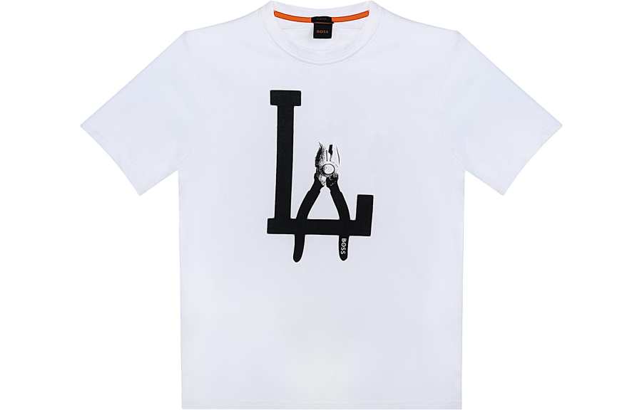 HUGO BOSS T Shirts Men's White Crew Neck Moderate Straight Fit