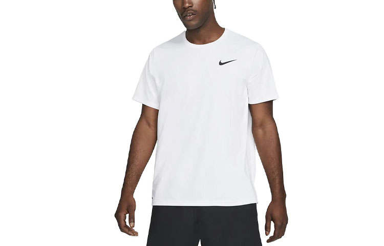 Nike Nike Dri Fit T Shirts Men's White Crew Neck Moderate Straight Fit