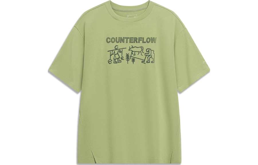 Li-Ning Li Ning CF T Shirts Unisex Green Moderate Straight Fit
