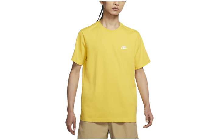 Nike Nike T Shirts Men's Yellow Crew Neck Moderate Straight Fit
