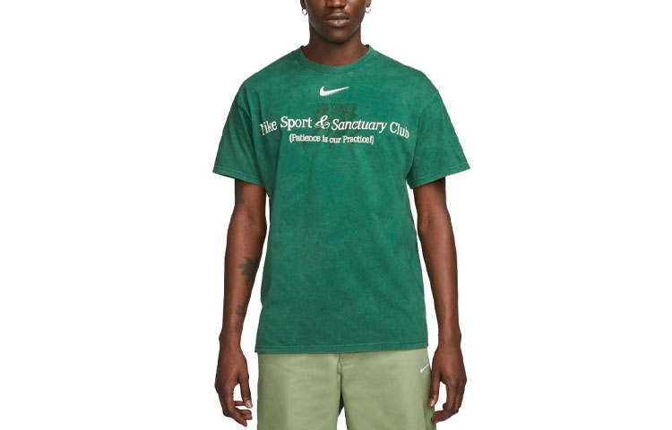 Nike Nike T Shirts Men's Canyon Green Crew Neck Moderate Straight Fit