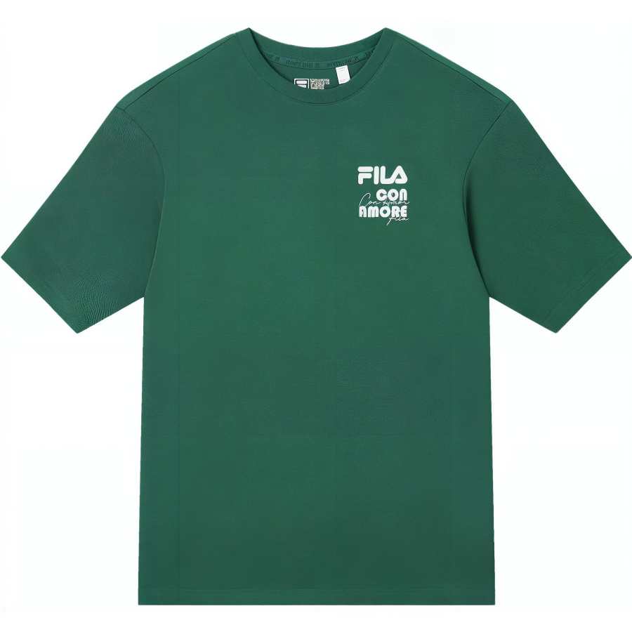 FILA T Shirts Unisex Green Crew Neck Moderate