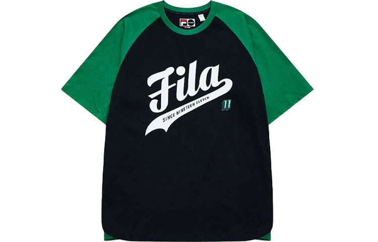 FILA FUSION T Shirts Men's Black Crew Neck Moderate Straight Fit
