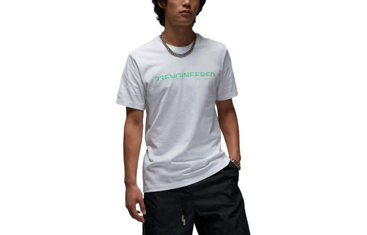 Jordan Jordan T Shirts Men's White Crew Neck Moderate Straight Fit