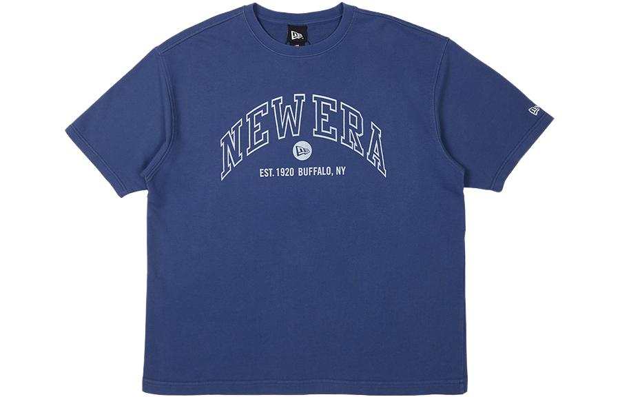 New Era T Shirts Unisex Gray Blue Crew Neck Moderate Straight Fit