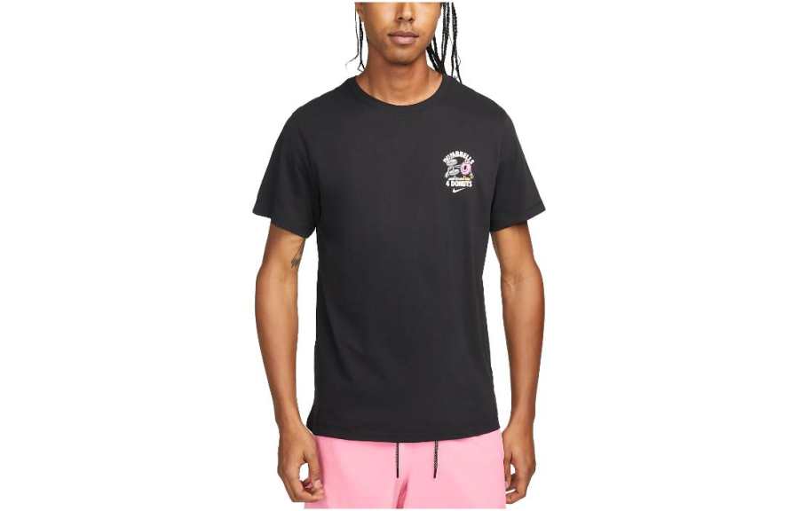 Nike Nike T Shirts Men's Black Crew Neck Moderate Straight Fit