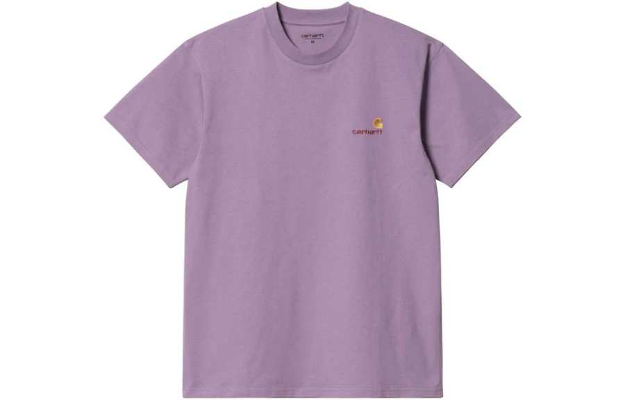 Carhartt WIP T Shirts Unisex Purple Crew Neck Moderate Straight Fit
