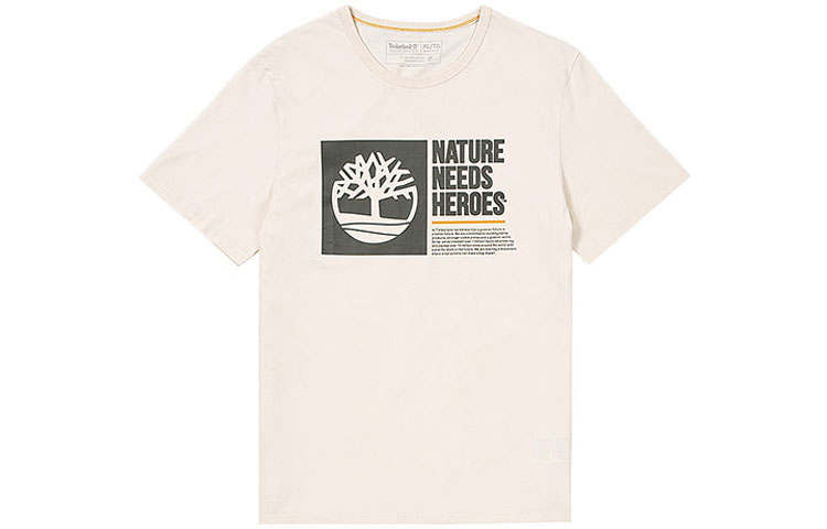 Timberland T Shirts Men's Ecru Crew Neck Moderate Straight Fit