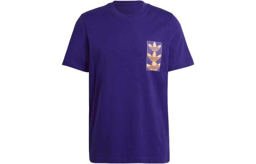 Adidas Originals T Shirts Men's Collegiate Purple Crew Neck Moderate Straight Fit