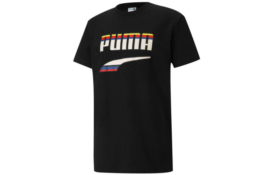 PUMA T Shirts Men's Black Crew Neck Moderate Straight Fit