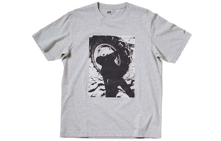 UNIQLO T Shirts Unisex Gray Crew Neck Moderate