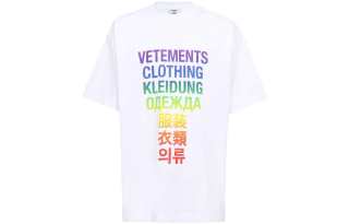 Vetements T Shirts Men's White Crew Neck Moderate Straight Fit
