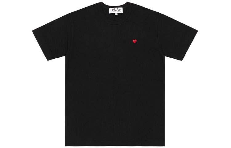 CDG Play T Shirts Men's Black Crew Neck Moderate Straight Fit