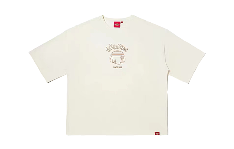Dickies T Shirts Unisex Cream Crew Neck Moderate Straight Fit